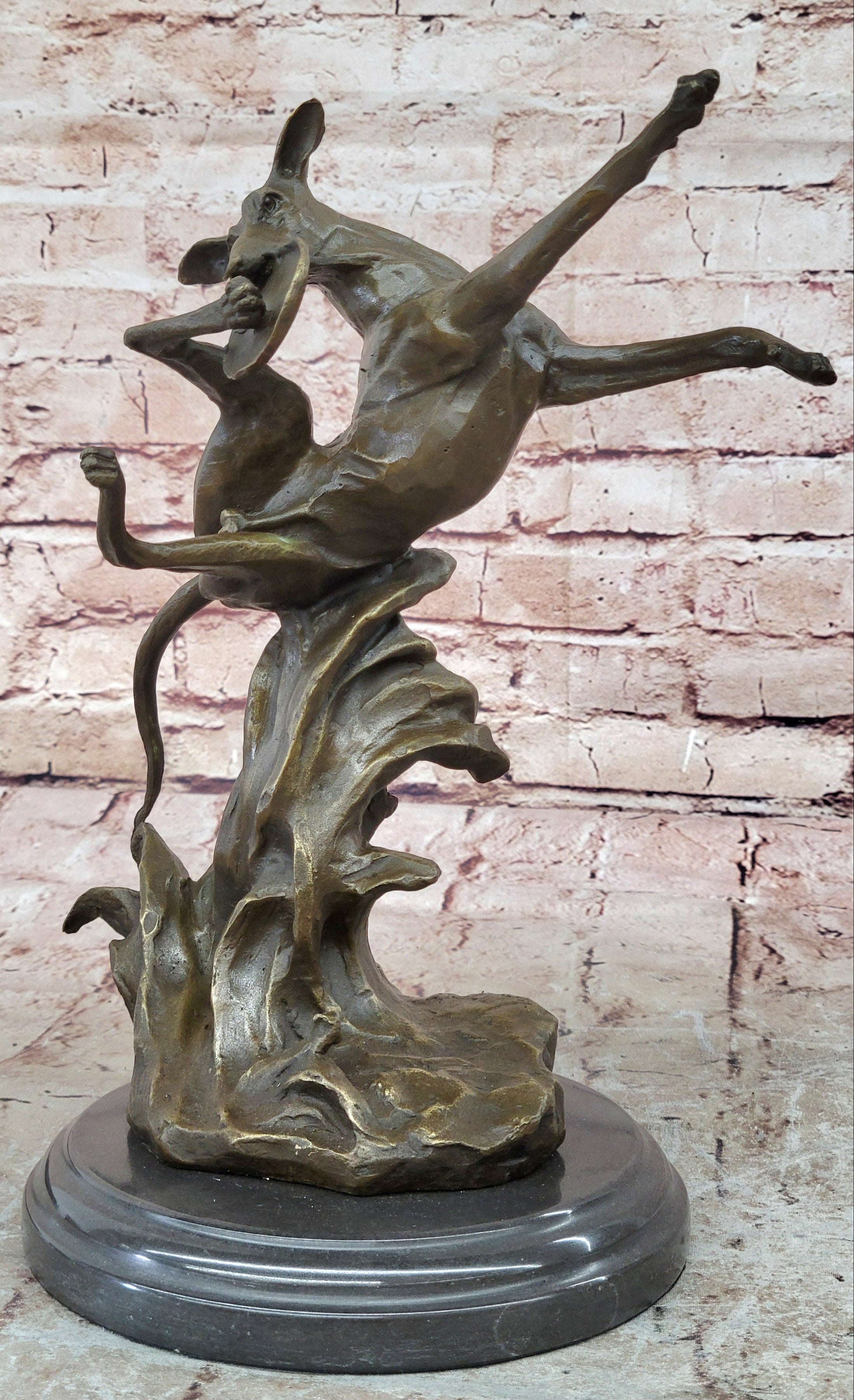Puppy Dog Catching Frisbee Bronze Sculpture Statue Decor Original Art by Milo 