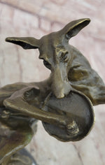 Puppy Dog Catching Frisbee Bronze Sculpture Statue Decor Original Art by Milo 