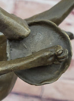 Puppy Dog Catching Frisbee Bronze Sculpture Statue Decor Original Art by Milo 