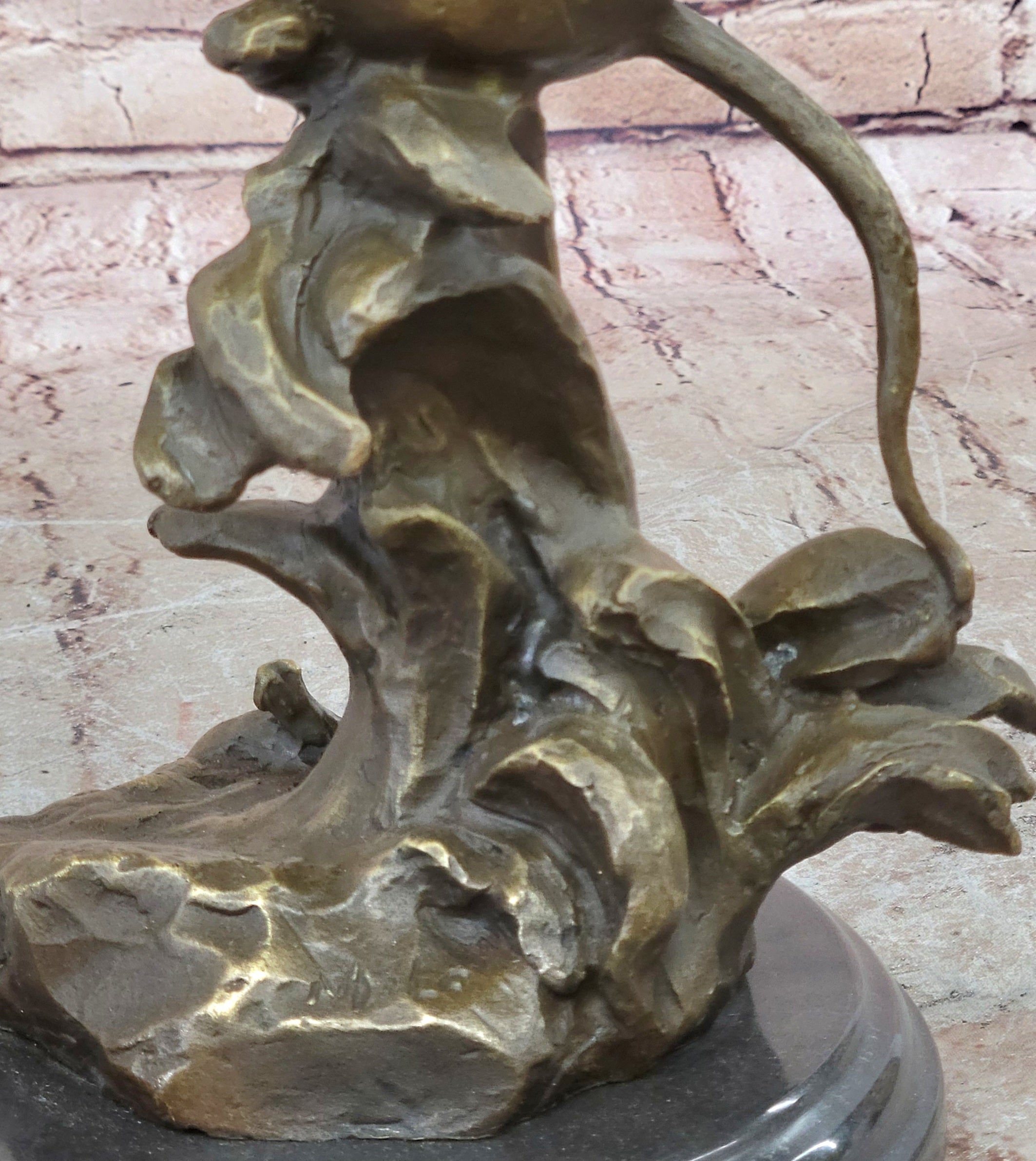 Puppy Dog Catching Frisbee Bronze Sculpture Statue Decor Original Art by Milo 