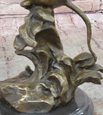 Puppy Dog Catching Frisbee Bronze Sculpture Statue Decor Original Art by Milo 
