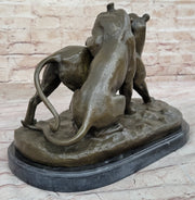 Charles Valton - Preludes to Love - Bronze Sculpture of Two Tigers on Marble Base