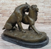 Charles Valton - Preludes to Love - Bronze Sculpture of Two Tigers on Marble Base
