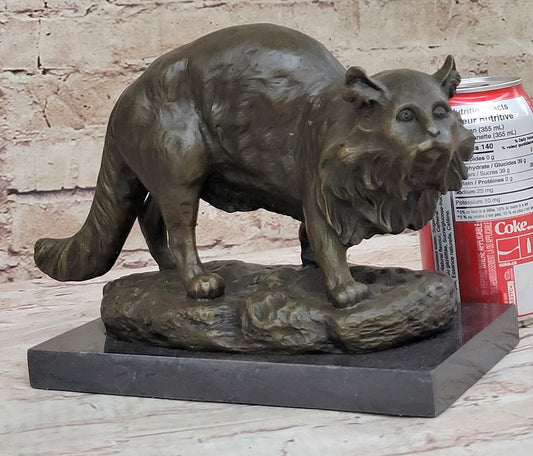 Persian Cat by Charles Emile Jonchery Bronze Sculpture Figurine Collectible 7" x 9.5"