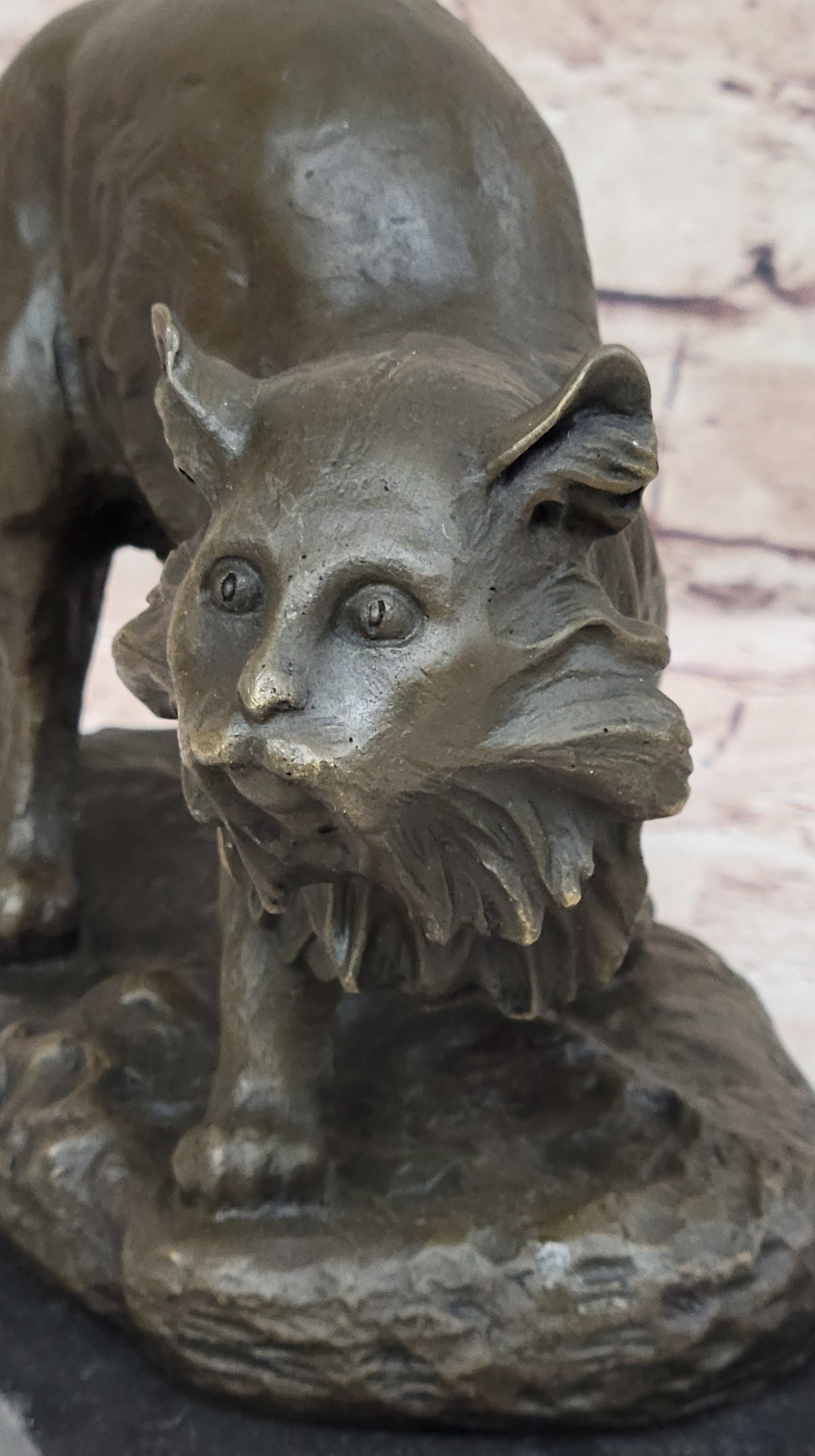 Persian Cat by Charles Emile Jonchery Bronze Sculpture Figurine Collectible 7" x 9.5"