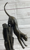 Load image into Gallery viewer, Panther Cougar Mountain Lion Cat Leaping Pouncing Down Bronze Sculpture Statue Art
