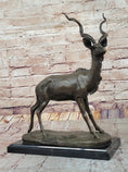 Load image into Gallery viewer, Kudu Antelope Gazelle African Deer Bronze Sculpture Statue Figure on Marble base
