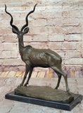 Load image into Gallery viewer, Kudu Antelope Gazelle African Deer Bronze Sculpture Statue Figure on Marble base
