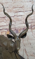 Load image into Gallery viewer, Kudu Antelope Gazelle African Deer Bronze Sculpture Statue Figure on Marble base
