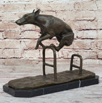 Dog Jumping Hurdle Bronze Sculpture Show Competition Trophy Original Art