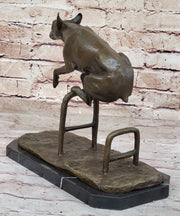Dog Jumping Hurdle Bronze Sculpture Show Competition Trophy Original Art