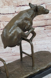 Dog Jumping Hurdle Bronze Sculpture Show Competition Trophy Original Art