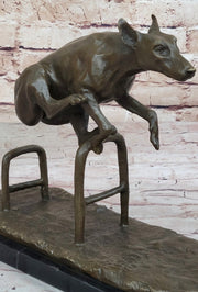 Dog Jumping Hurdle Bronze Sculpture Show Competition Trophy Original Art