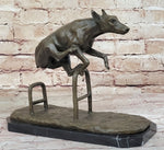 Dog Jumping Hurdle Bronze Sculpture Show Competition Trophy Original Art
