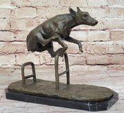 Dog Jumping Hurdle Bronze Sculpture Show Competition Trophy Original Art