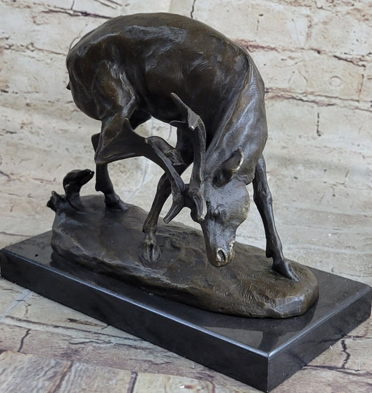 Buck Deer Elk Stag Wildlife Art Cabin Lodge Sportsman Art Bronze Marble Statue