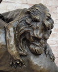 Load image into Gallery viewer, Lion Attacking Horse - Bronze Metal Sculpture by Antoine Barye on Marble Base
