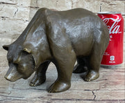 Bronze Sculpture Black Grizzly Bear Mother Cubs Animal Figurine Hand Made Statue