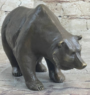 Bronze Sculpture Black Grizzly Bear Mother Cubs Animal Figurine Hand Made Statue