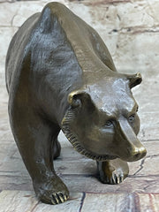 Bronze Sculpture Black Grizzly Bear Mother Cubs Animal Figurine Hand Made Statue