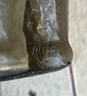 Bronze Sculpture Black Grizzly Bear Mother Cubs Animal Figurine Hand Made Statue