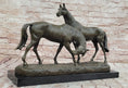 Load image into Gallery viewer, Necking Horses Equestrian Horse Lover Bronze Sculpture Statue Art Figure Marble Base
