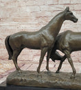 Load image into Gallery viewer, Necking Horses Equestrian Horse Lover Bronze Sculpture Statue Art Figure Marble Base
