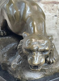Load image into Gallery viewer, Sabre Tooth Tiger Lion Panther Bronze Sculpture Statue on Marble Base
