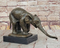 Load image into Gallery viewer, Bronze Elephant Sculpture with Outstretched Trunk – Wildlife Art on Marble Base
