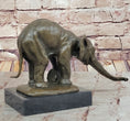 Load image into Gallery viewer, Bronze Elephant Sculpture with Outstretched Trunk – Wildlife Art on Marble Base

