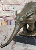 Load image into Gallery viewer, Bronze Elephant Sculpture with Outstretched Trunk – Wildlife Art on Marble Base

