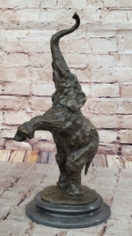 Majestic Rearing Elephant Bronze Statue – Wildlife Sculpture on Marble Base