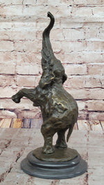 Majestic Rearing Elephant Bronze Statue – Wildlife Sculpture on Marble Base