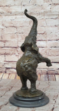 Load image into Gallery viewer, Majestic Rearing Elephant Bronze Statue – Wildlife Sculpture on Marble Base
