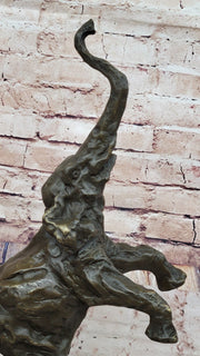 Majestic Rearing Elephant Bronze Statue – Wildlife Sculpture on Marble Base