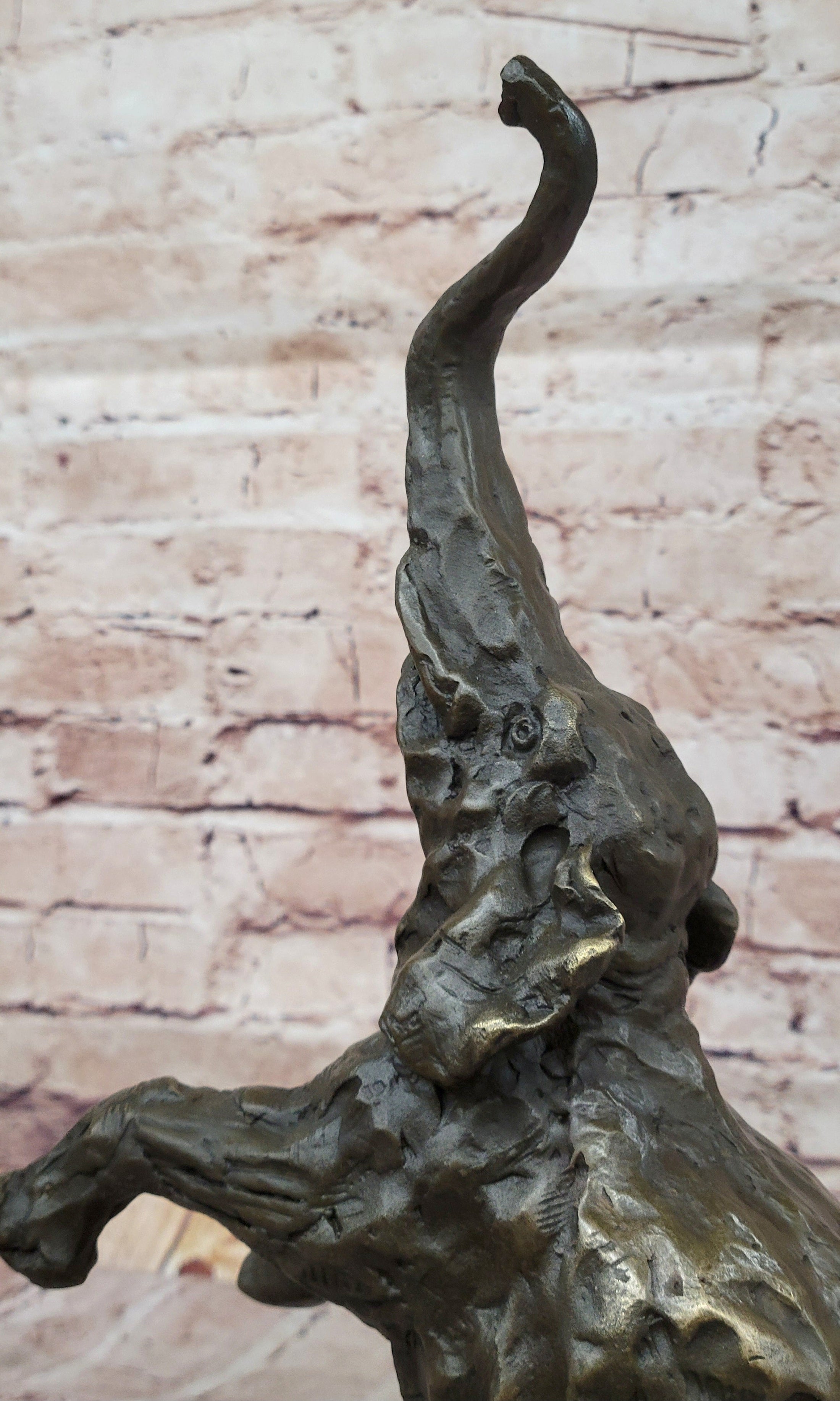 Majestic Rearing Elephant Bronze Statue – Wildlife Sculpture on Marble Base