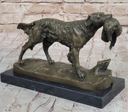 Hot Cast Bronze Golden Retriever Hunting Dog w/ Quail Statue Sculpture Art Decor