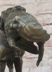 Hot Cast Bronze Golden Retriever Hunting Dog w/ Quail Statue Sculpture Art Decor