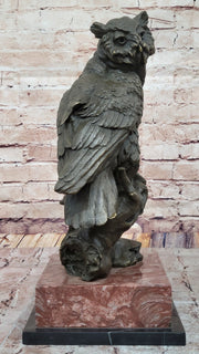 Milo Watchful Owl on Branch – Intricately Detailed Bronze Sculpture with Marble Base