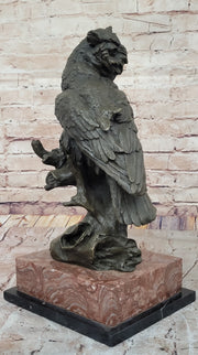 Milo Watchful Owl on Branch – Intricately Detailed Bronze Sculpture with Marble Base