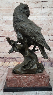 Milo Watchful Owl on Branch – Intricately Detailed Bronze Sculpture with Marble Base