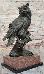 Milo Watchful Owl on Branch – Intricately Detailed Bronze Sculpture with Marble Base