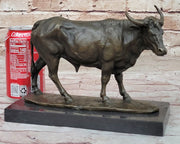 Bronze Bull Cow Cattle Sculpture Statue Figure on Marble Base by Milo