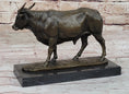 Load image into Gallery viewer, Bronze Bull Cow Cattle Sculpture Statue Figure on Marble Base by Milo
