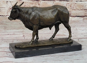 Bronze Bull Cow Cattle Sculpture Statue Figure on Marble Base by Milo