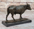 Load image into Gallery viewer, Bronze Bull Cow Cattle Sculpture Statue Figure on Marble Base by Milo
