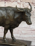 Load image into Gallery viewer, Bronze Bull Cow Cattle Sculpture Statue Figure on Marble Base by Milo
