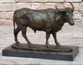 Load image into Gallery viewer, Bronze Bull Cow Cattle Sculpture Statue Figure on Marble Base by Milo
