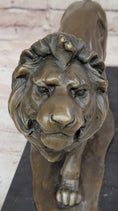 Load image into Gallery viewer, Walking Lion Bronze Sculpture Statue Figure on Marble Base Signed Milo
