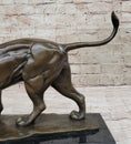 Load image into Gallery viewer, Walking Lion Bronze Sculpture Statue Figure on Marble Base Signed Milo
